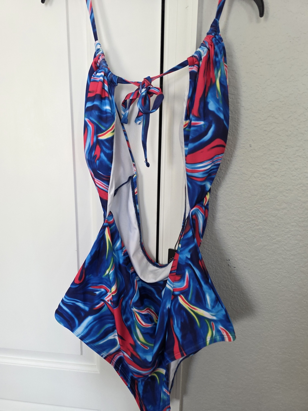 Fashion Nova Multicolor Swirl One-Piece — Blue Base